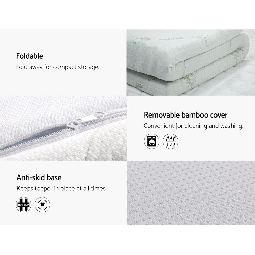 Cool Gel Memory Foam Mattress Topper w/Bamboo Cover 10cm - Queen Homecoze
