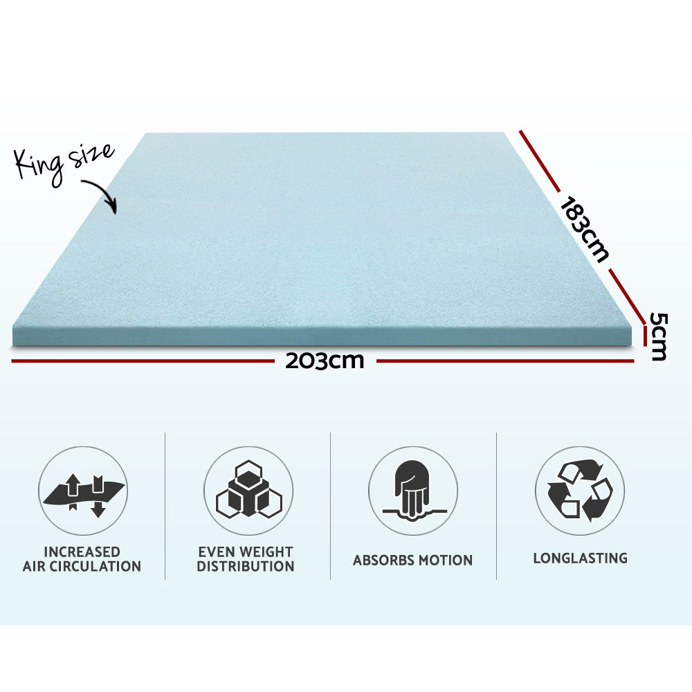 Cool Gel Memory Foam Mattress Topper w/Bamboo Cover 5cm - King Homecoze