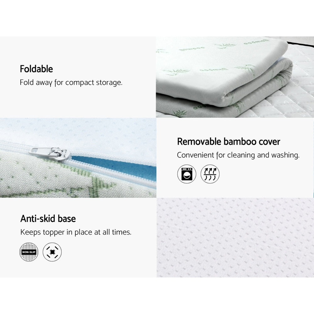Cool Gel Memory Foam Mattress Topper w/Bamboo Cover 5cm - King Homecoze
