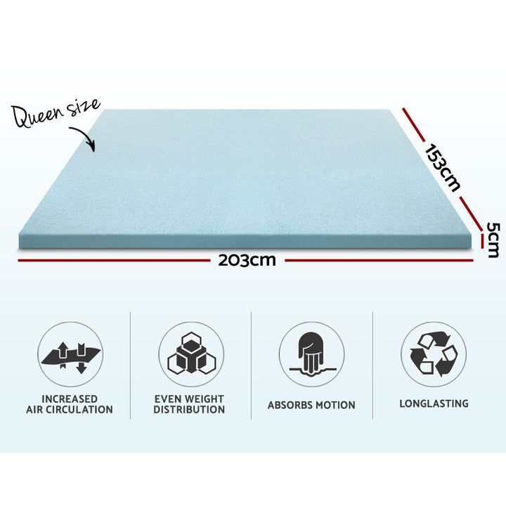 Cool Gel Memory Foam Mattress Topper w/Bamboo Cover 5cm - Queen Homecoze