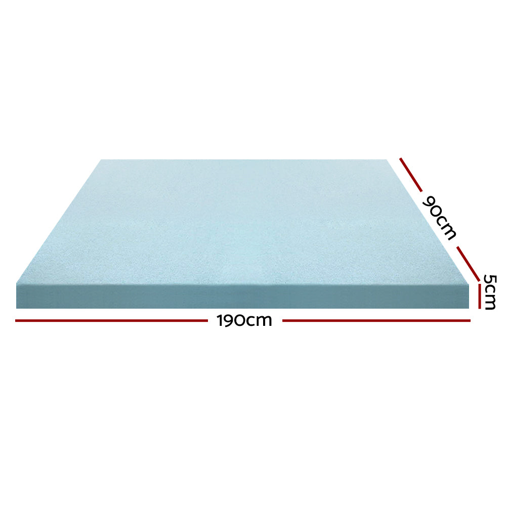 Cool Gel Memory Foam Mattress Topper w/Bamboo Cover 5cm - Single Homecoze