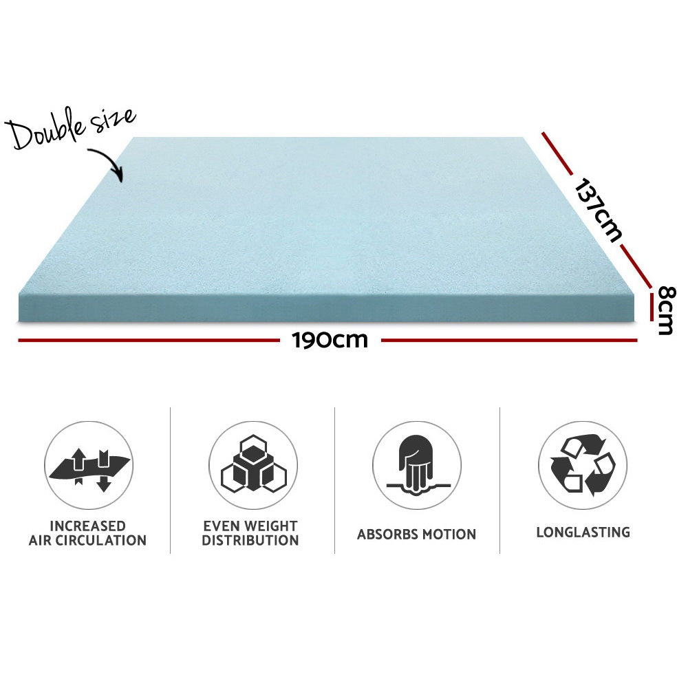 Cool Gel Memory Foam Mattress Topper w/Bamboo Cover 8cm - Double Homecoze