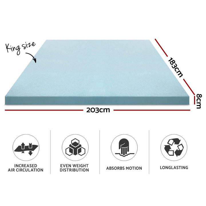 Cool Gel Memory Foam Mattress Topper w/Bamboo Cover 8cm - King Homecoze