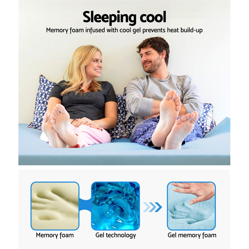 Cool Gel Memory Foam Mattress Topper w/Bamboo Cover 8cm - Queen Homecoze