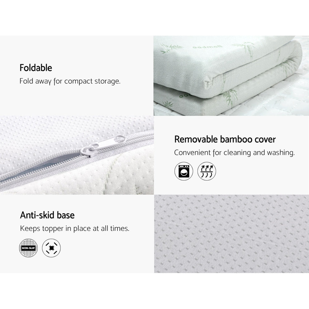 Cool Gel Memory Foam Mattress Topper w/Bamboo Cover 8cm - Queen Homecoze