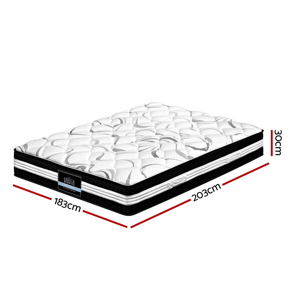 Mykonos Euro Top Pocket Spring Mattress 30cm Thick King Homecoze