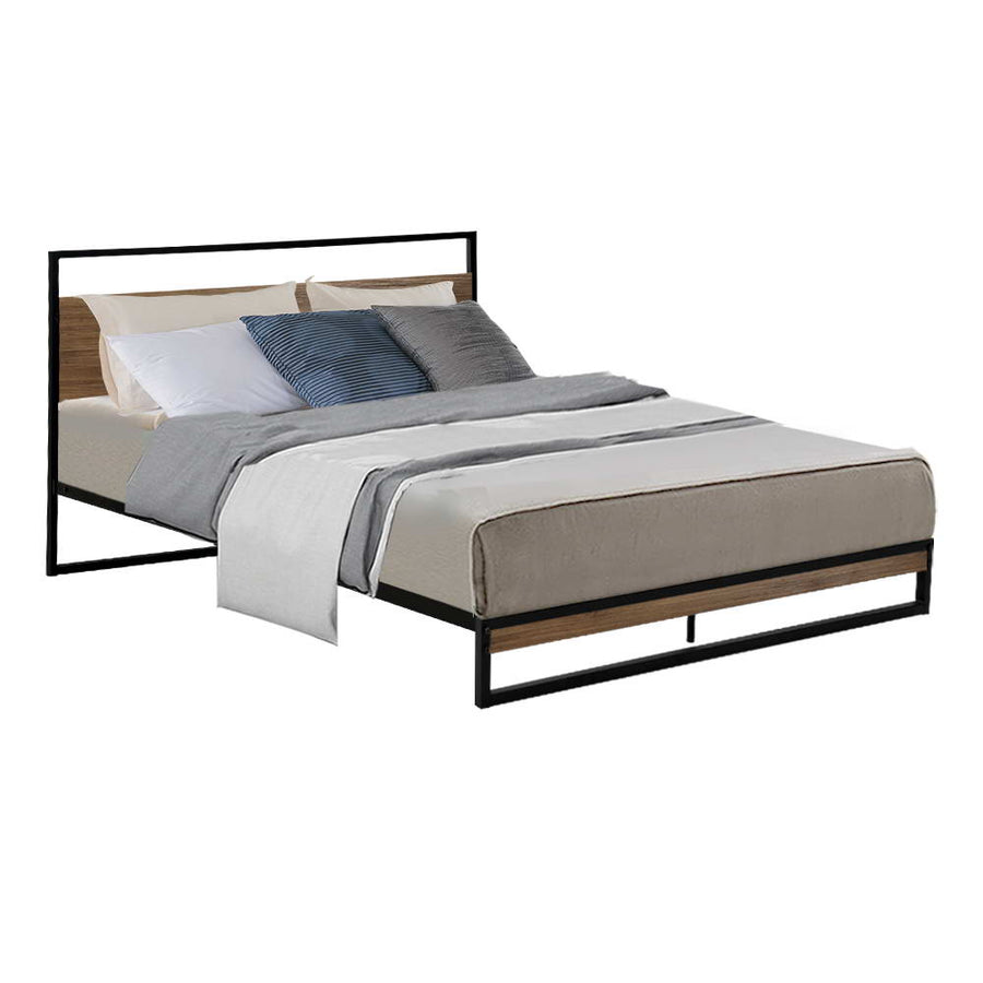 Dane Double Metal & Wood Bed Frame - Black Homecoze