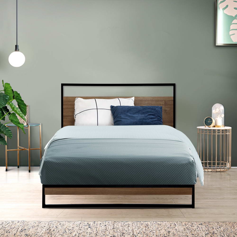 Dane Single Metal & Wood Bed Frame - Black Homecoze