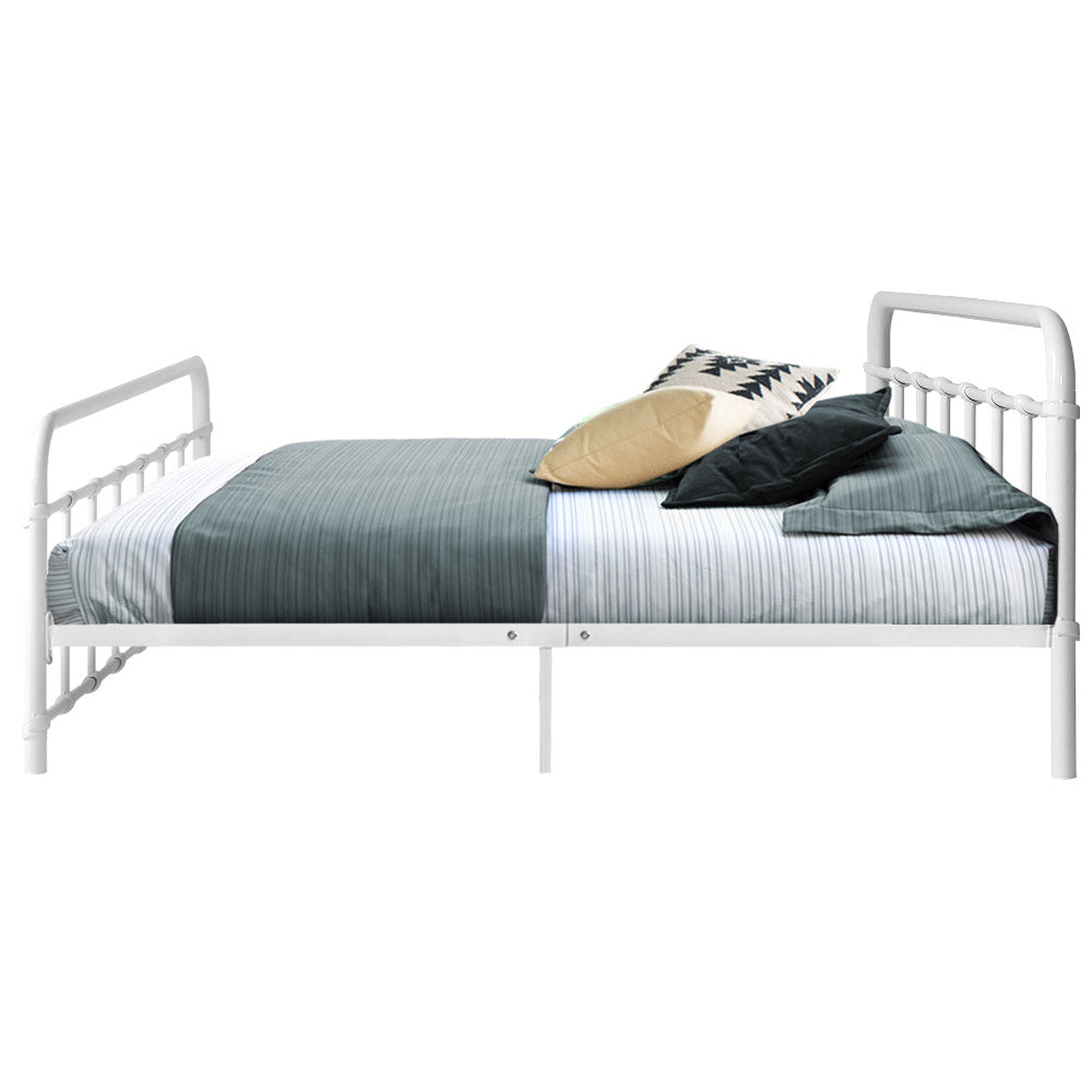 Leo Double Metal Bed Frame - White Homecoze