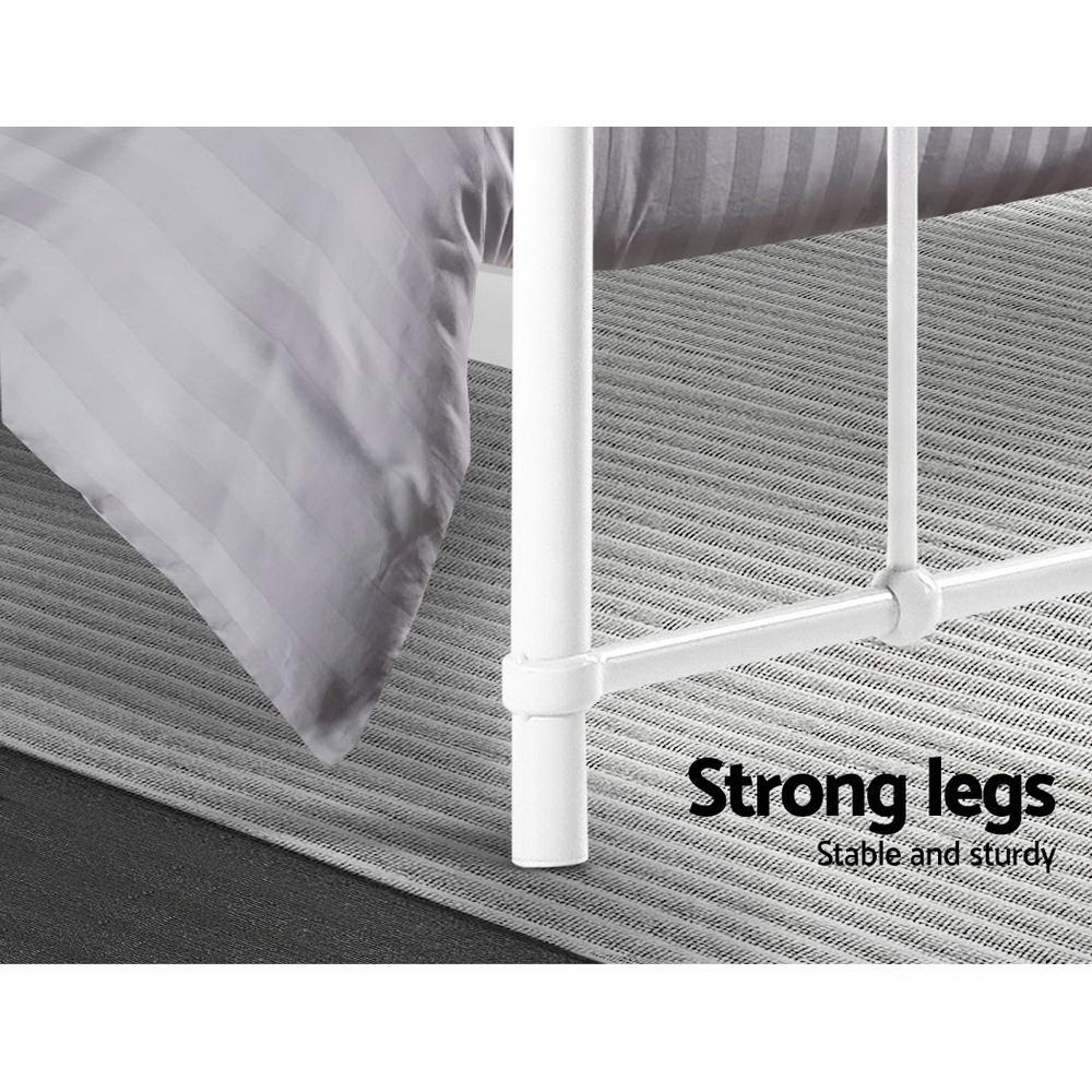 Leo Double Metal Bed Frame - White Homecoze