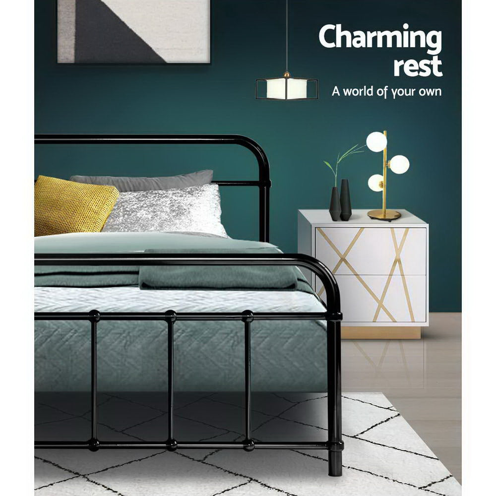 Leo Queen Metal Bed Frame - Black Homecoze