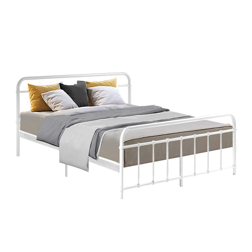 Leo Queen Metal Bed Frame - White Homecoze
