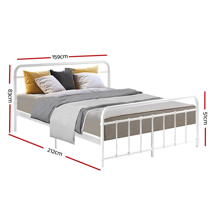 Leo Queen Metal Bed Frame - White Homecoze