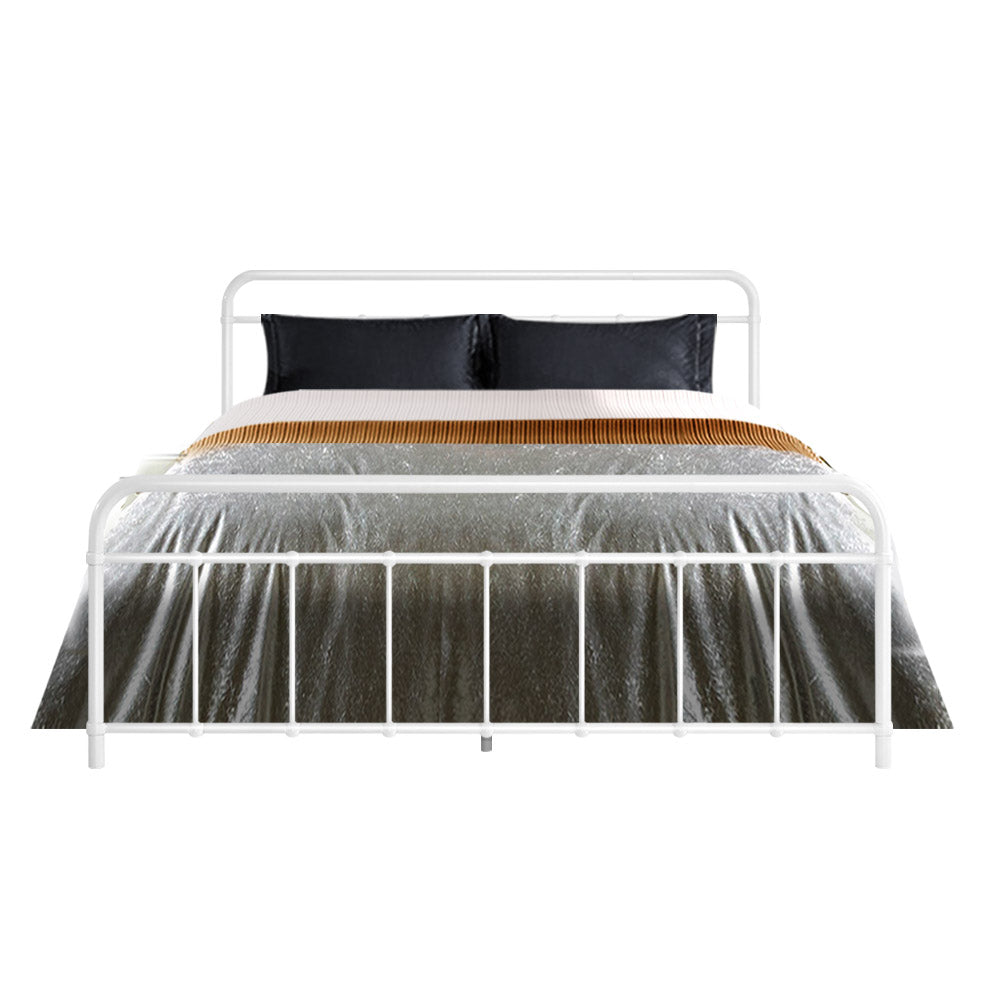 Leo Queen Metal Bed Frame - White Homecoze