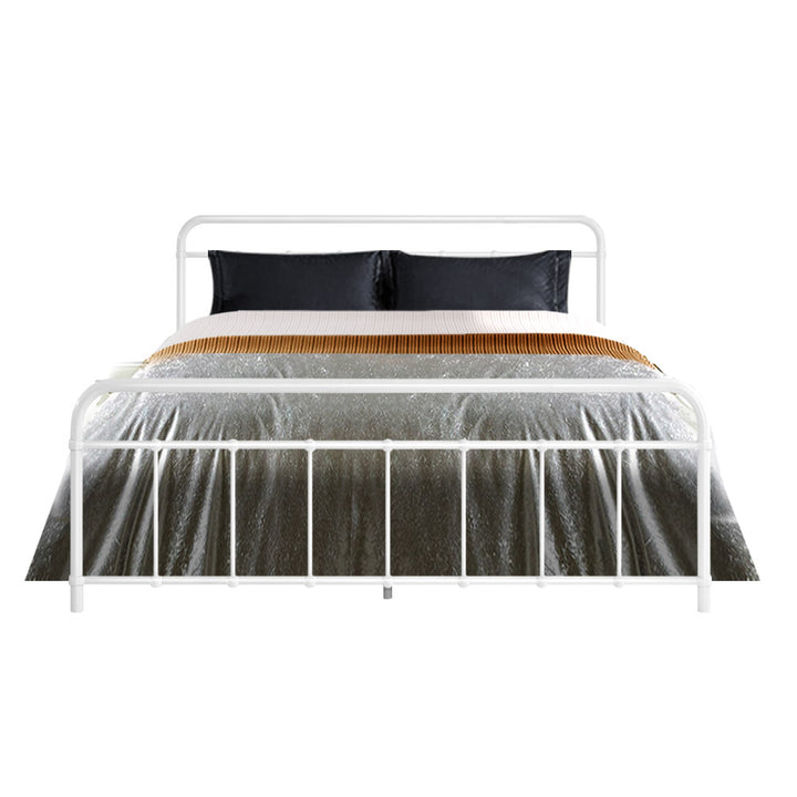 Leo Queen Metal Bed Frame - White Homecoze