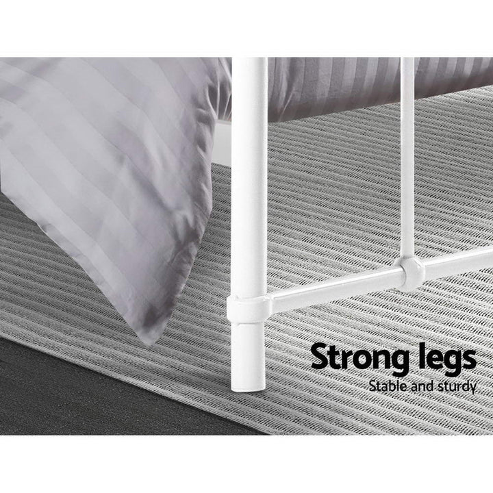 Leo Queen Metal Bed Frame - White Homecoze