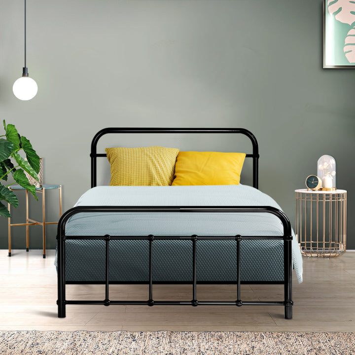 Leo Single Metal Bed Frame - Black Homecoze