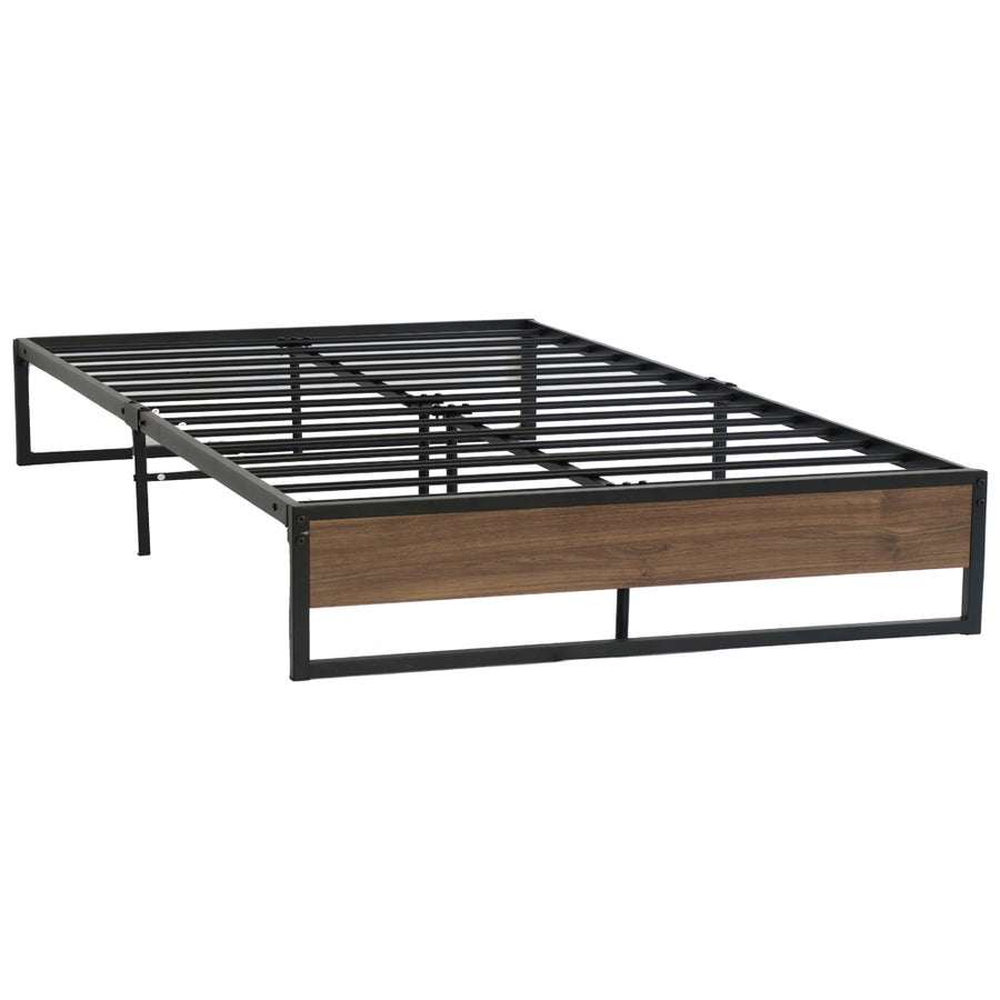 Double Size Metal Bed Frame with Dark End Board - Black Homecoze