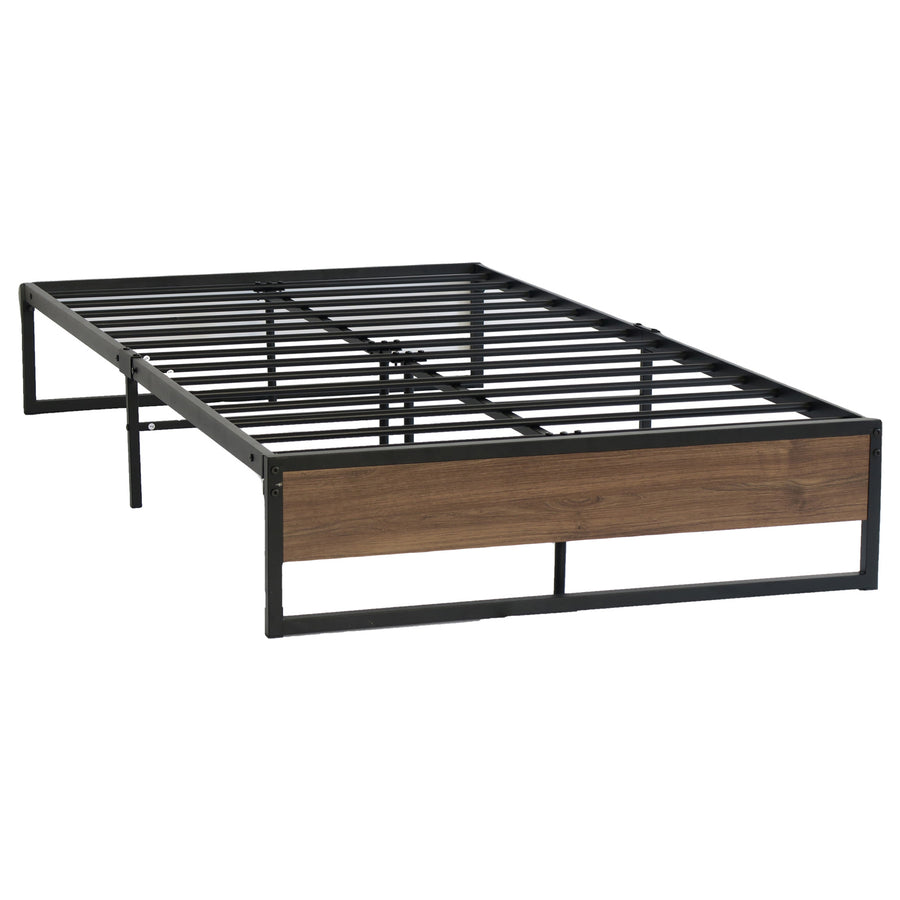 King Single Size Metal Bed Frame with Dark End Board - Black Homecoze