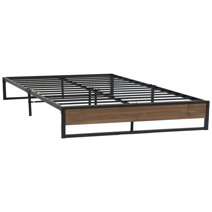 Queen Size Metal Bed Frame with Dark End Board - Black Homecoze