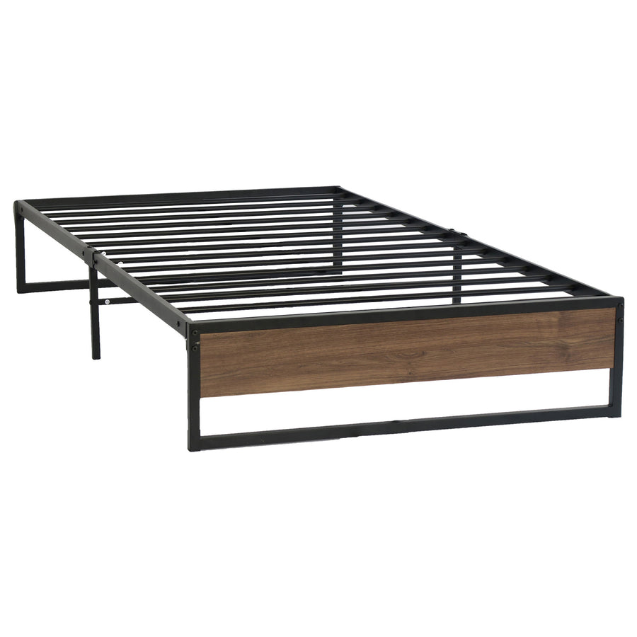 Single Size Metal Bed Frame with Dark End Board - Black Homecoze