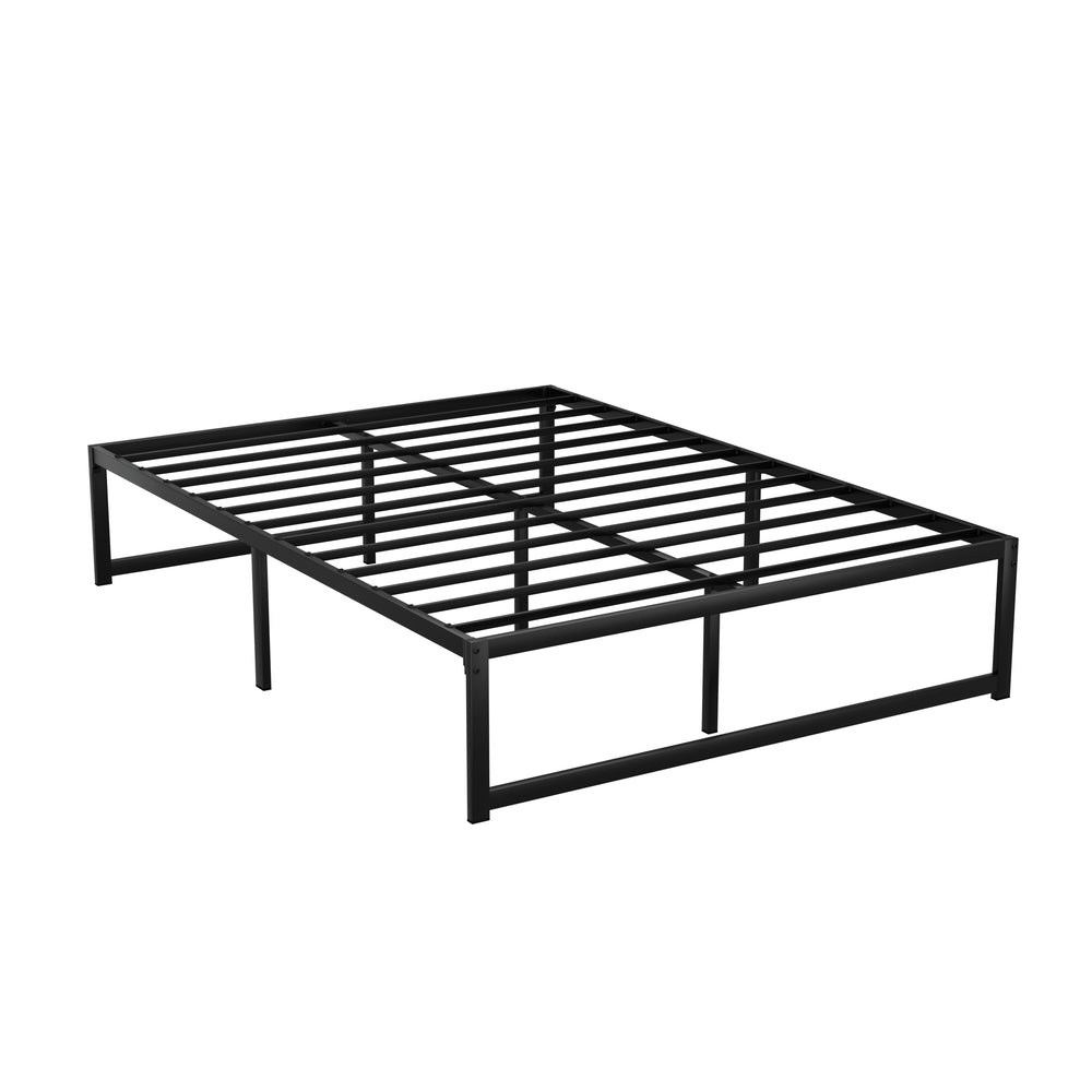 Double Size Modern Low Profile Simple Metal Bed Frame Metal Slats - Black Homecoze