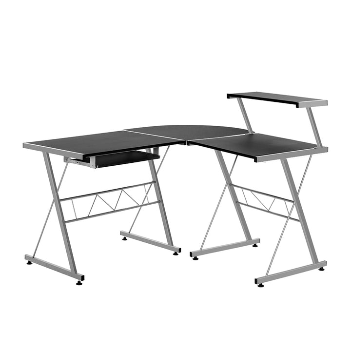 Corner Metal Pull Out Table Desk - Black Homecoze