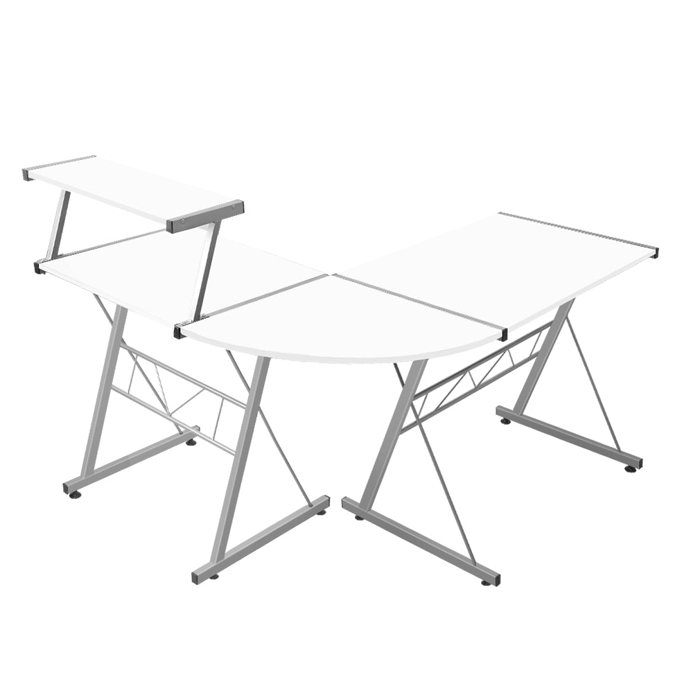 Corner Metal Pull Out Table Desk - White Homecoze