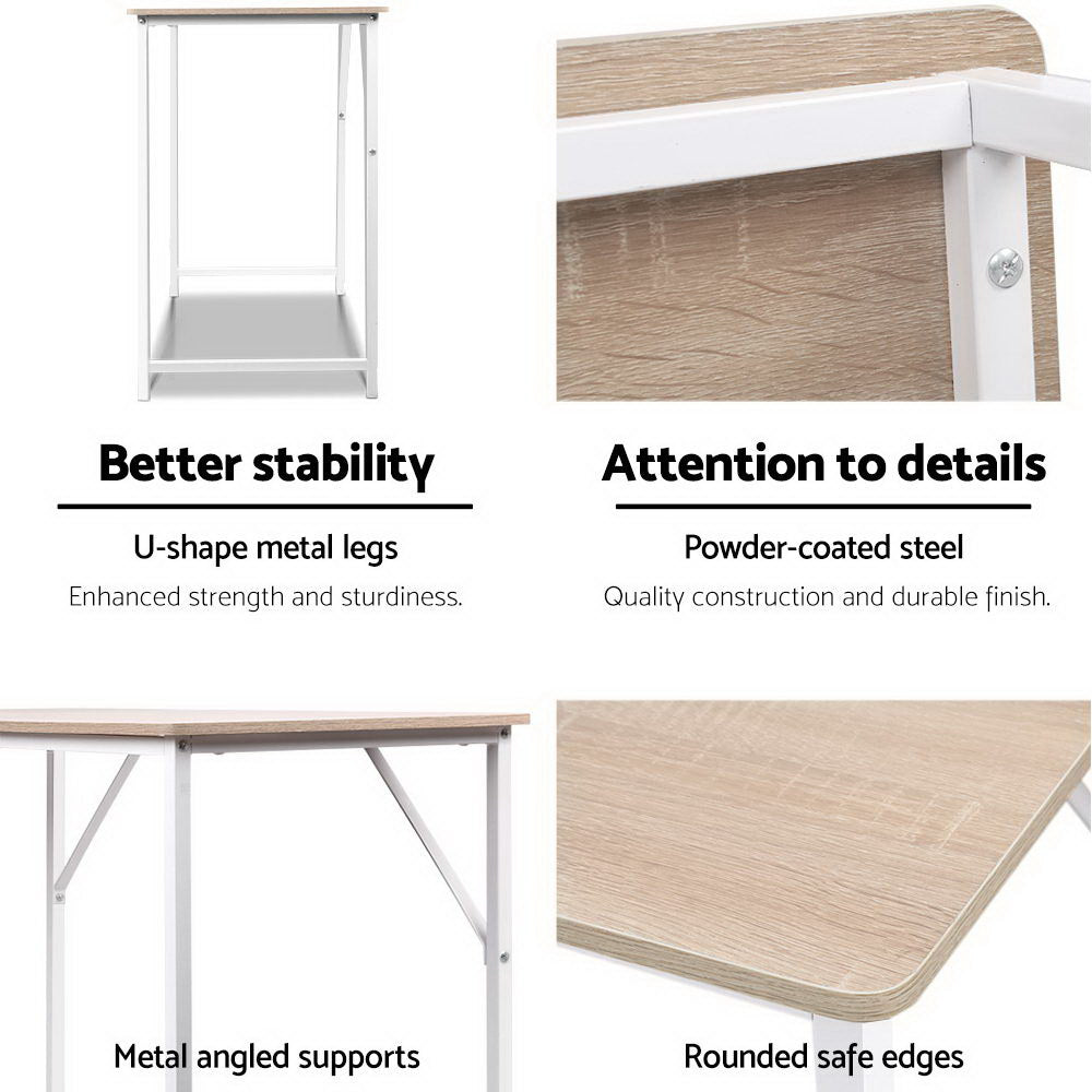 Minimalist Metal Desk - White & Oak Homecoze
