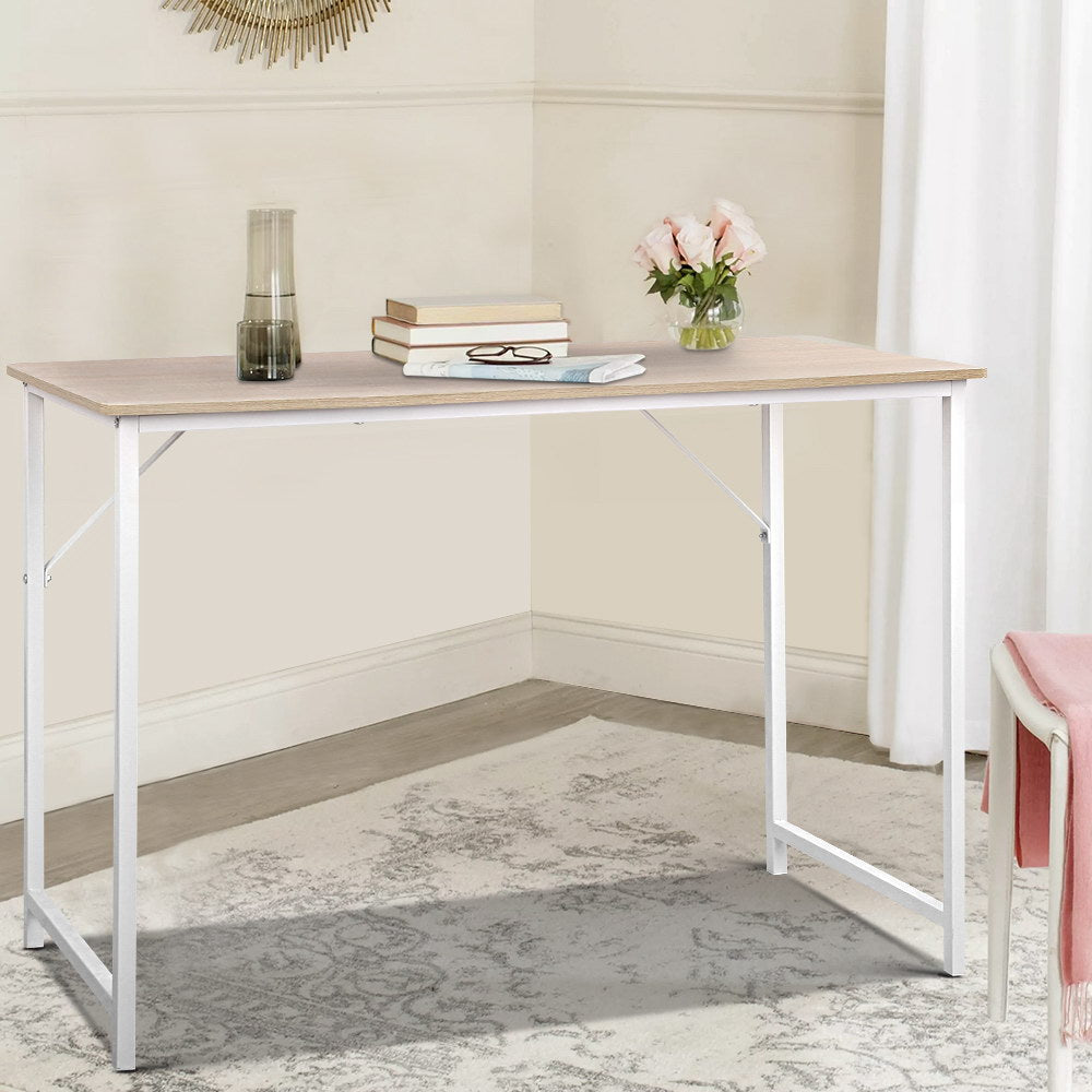Minimalist Metal Desk - White & Oak Homecoze