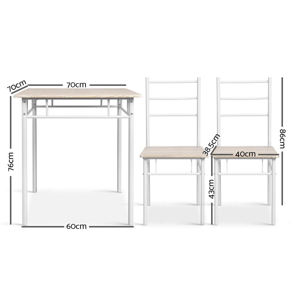 Retro Petite Coastal Chic 3 Piece Dining Set - Natural - Homecoze