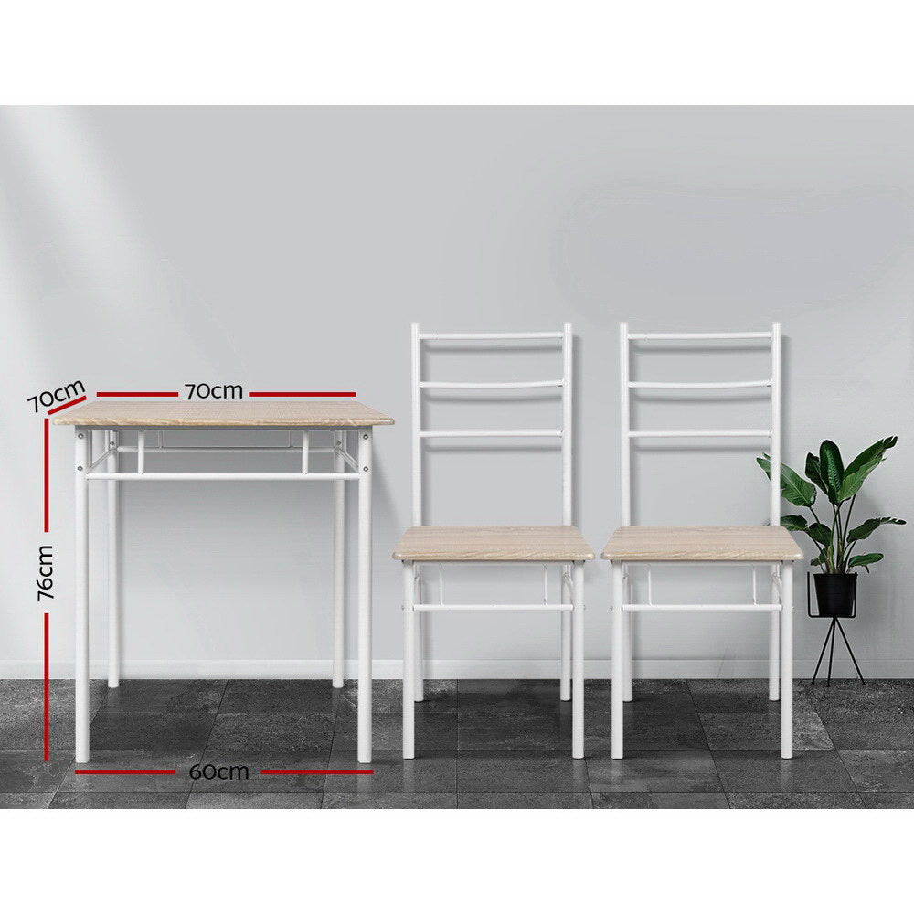 Retro Petite Coastal Chic 3 Piece Dining Set - Natural - Homecoze
