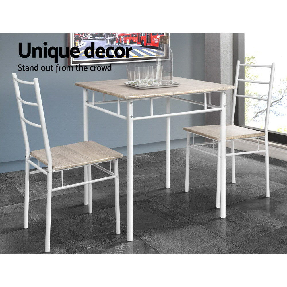 Retro Petite Coastal Chic 3 Piece Dining Set - Natural - Homecoze
