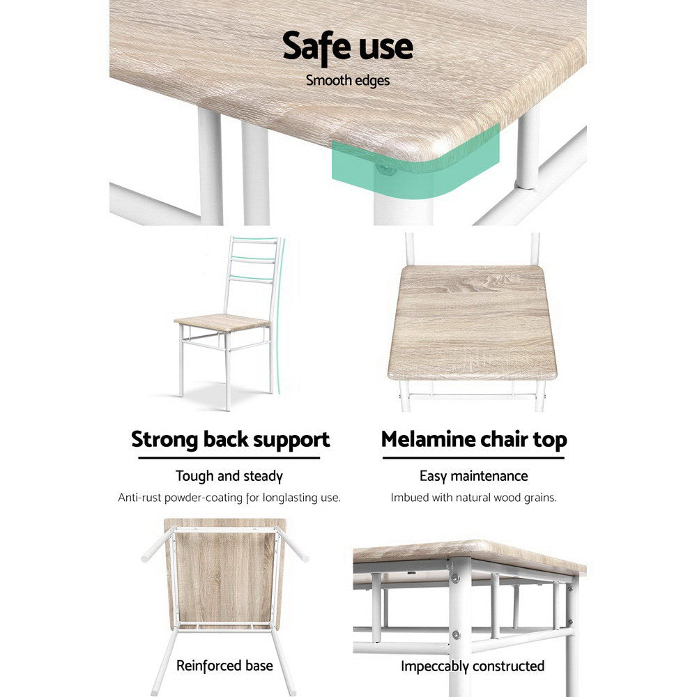 Retro Petite Coastal Chic 3 Piece Dining Set - Natural - Homecoze
