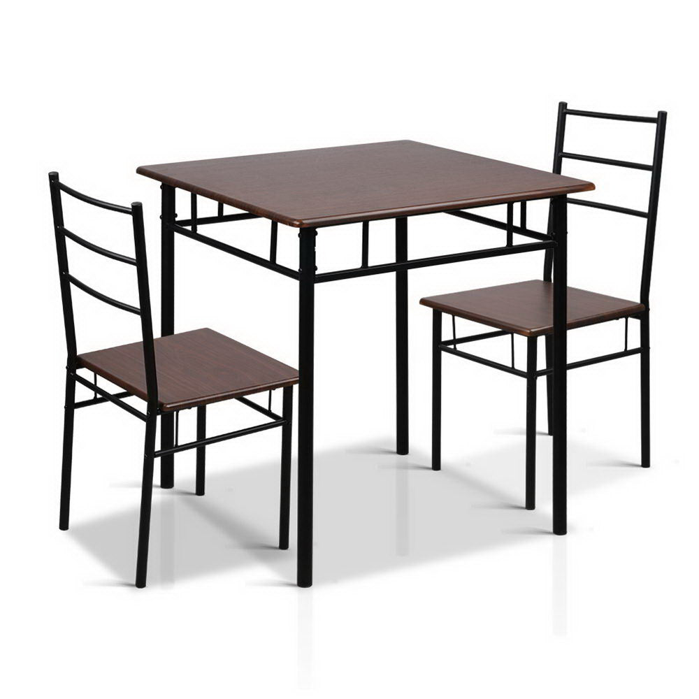 Retro Petite 3 Piece Dining Set - Walnut & Black - Homecoze