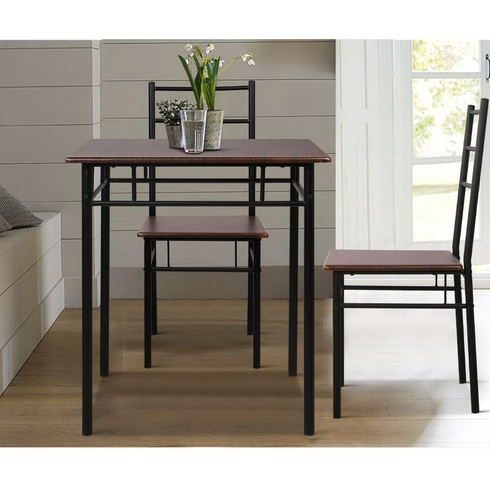 Retro Petite 3 Piece Dining Set - Walnut & Black - Homecoze