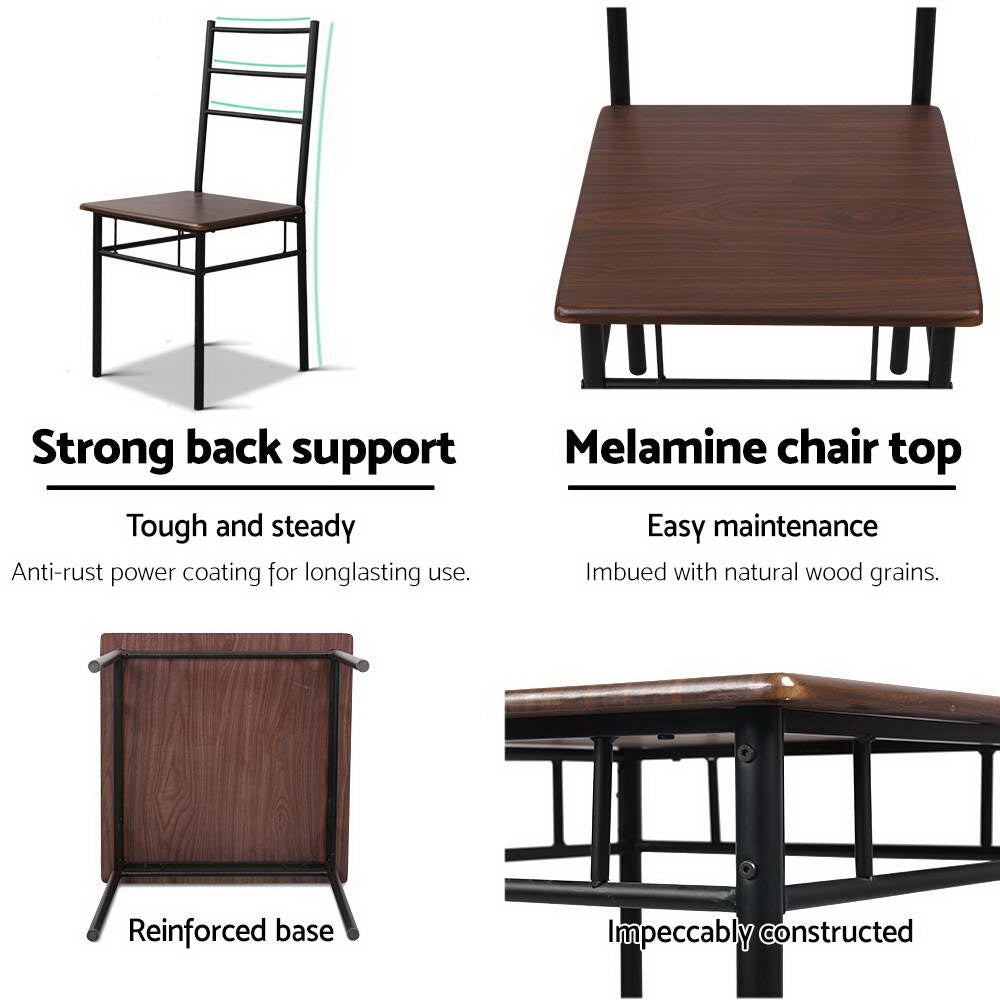 Retro Petite 3 Piece Dining Set - Walnut & Black - Homecoze