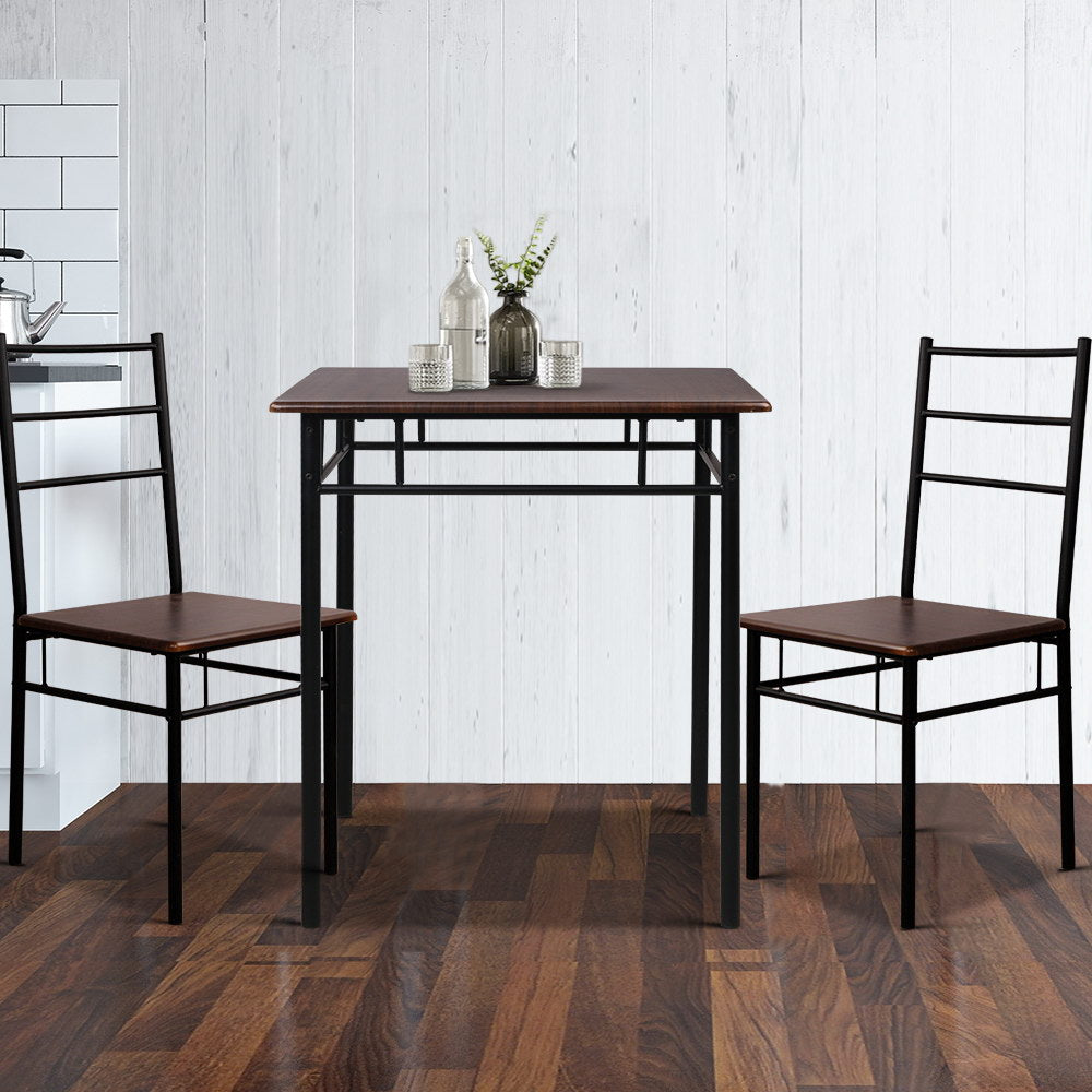 Retro Petite 3 Piece Dining Set - Walnut & Black - Homecoze