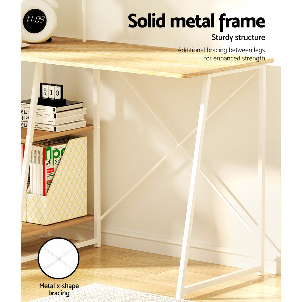Sleek Modern Computer Study Desk Laptop Table with Storage Shelf Homecoze