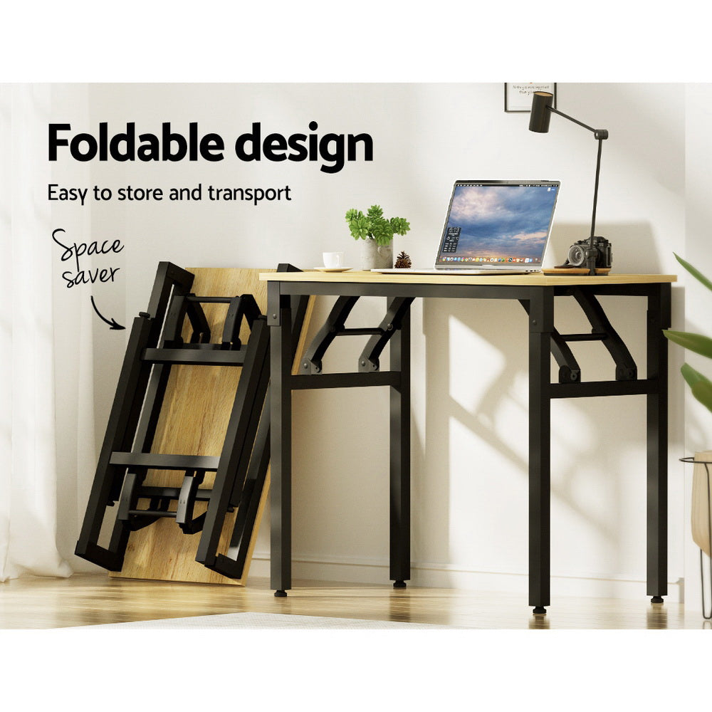 Compact Foldable Computer Desk Laptop Table For Study or Home Office Oak Homecoze