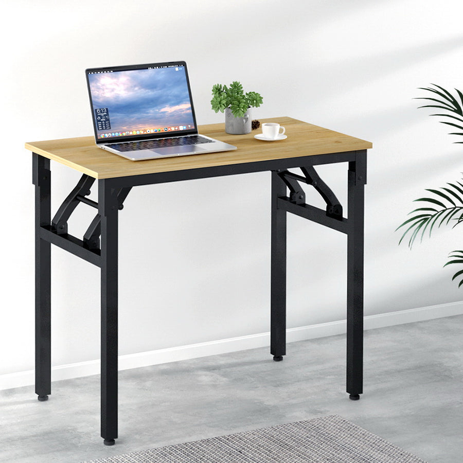 Compact Foldable Computer Desk Laptop Table For Study or Home Office Oak Homecoze