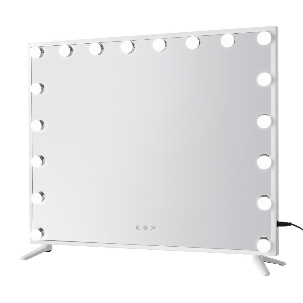 White Hollywood Make Up Mirror with 18 LED Light Bulbs - 65 x 80cm Homecoze