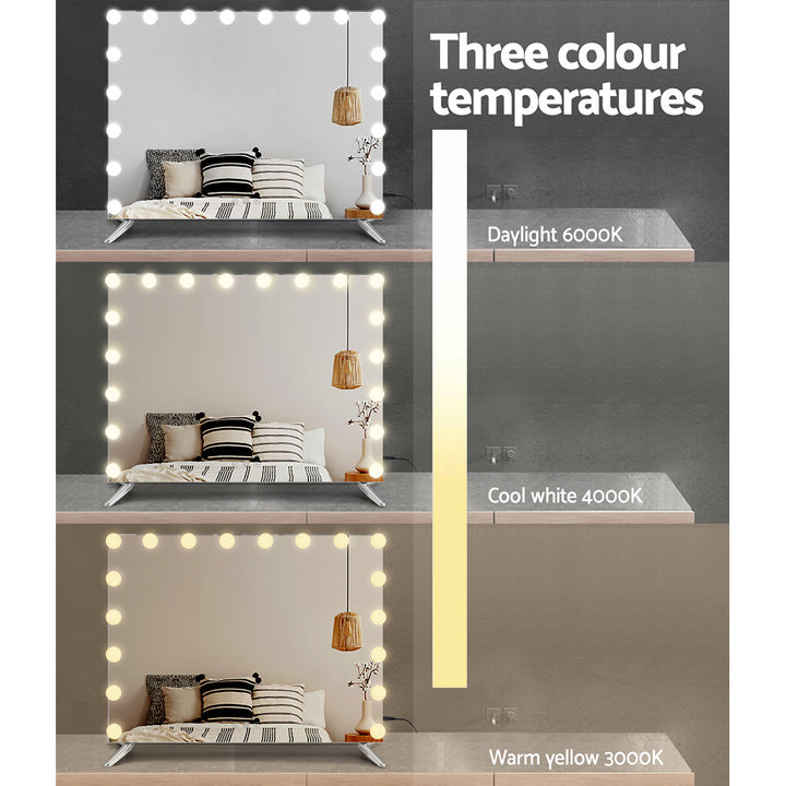 Frameless Hollywood Make Up Mirror with 18 LED Light Bulbs - 65 x 80cm Homecoze