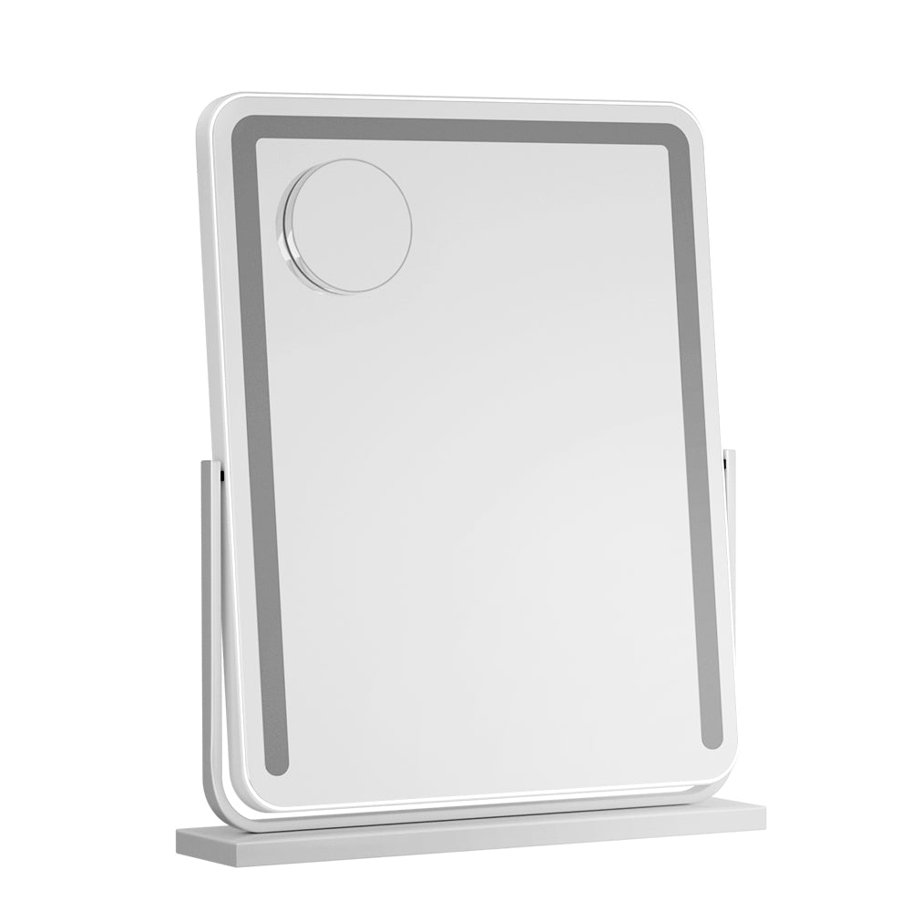 Swivel Makeup Mirror 3-Colour LED Dimmable Vanity 40 x 50cm - White Frame Homecoze