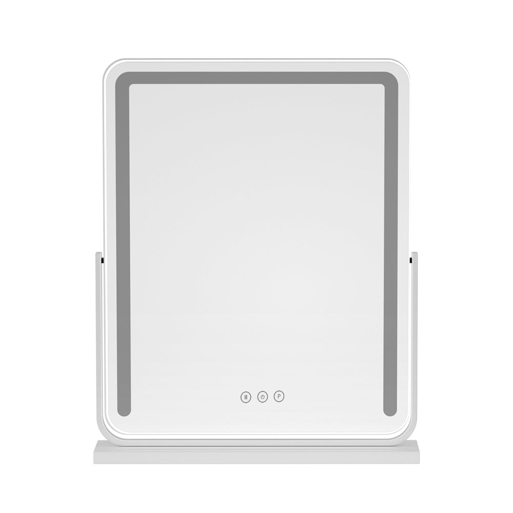 Swivel Makeup Mirror 3-Colour LED Dimmable Vanity 40 x 50cm - White Frame Homecoze