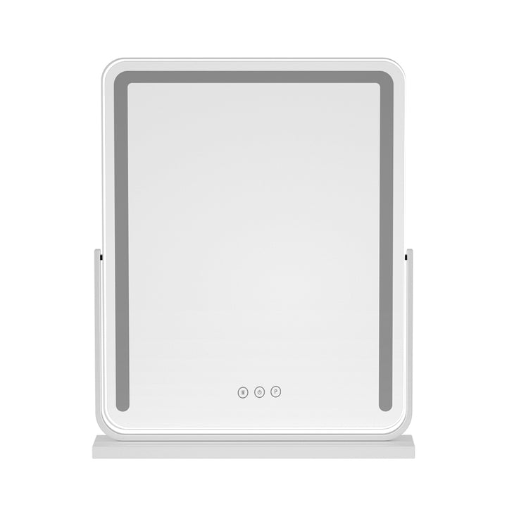 Swivel Makeup Mirror 3-Colour LED Dimmable Vanity 40 x 50cm - White Frame Homecoze