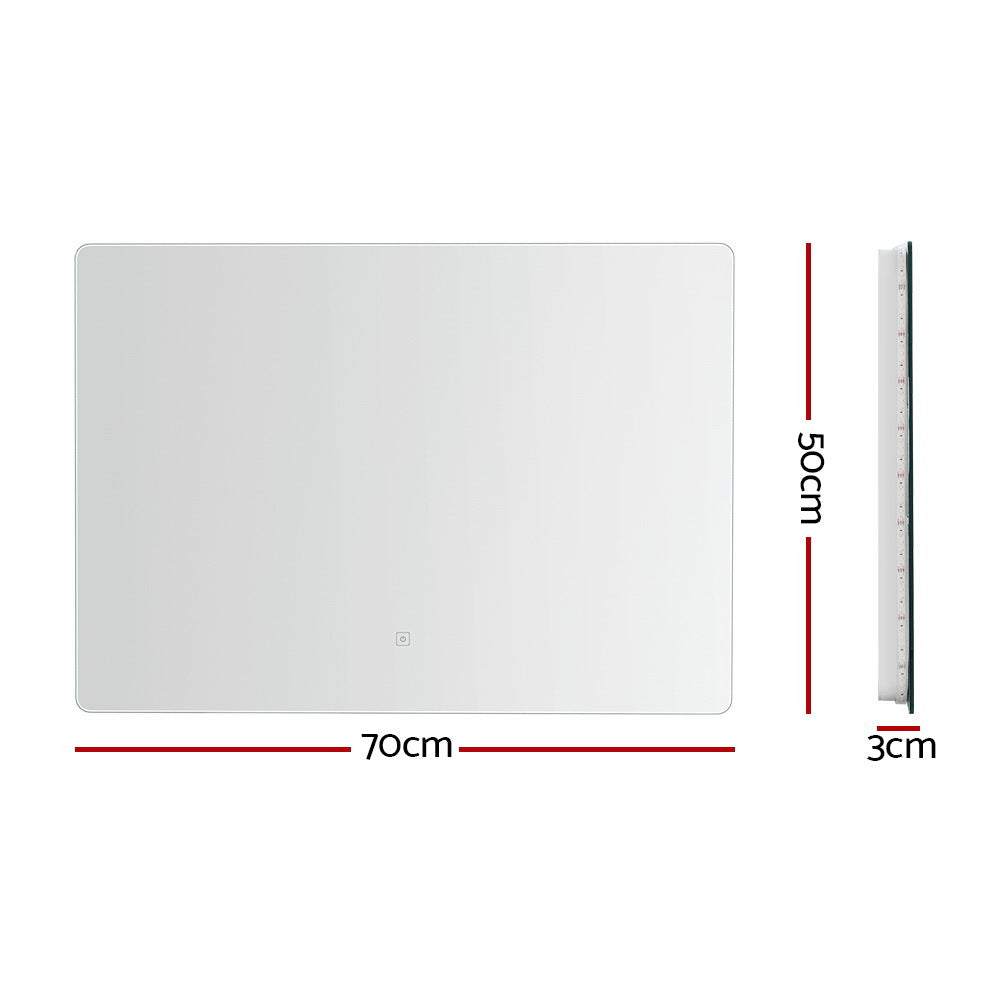 Anti-fog Wall Mirror with LED Back-lighting for Bathroom - 70 x 50cm