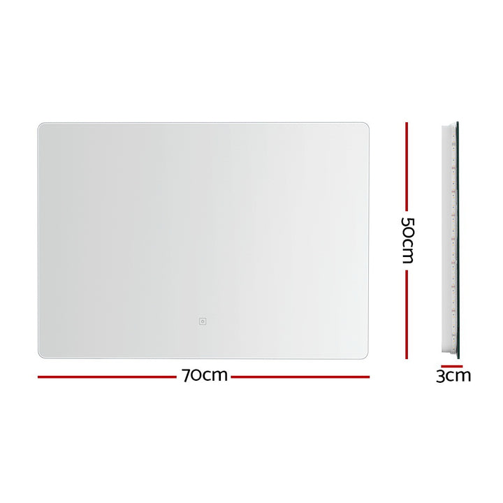 Anti-fog Wall Mirror with LED Back-lighting for Bathroom - 70 x 50cm