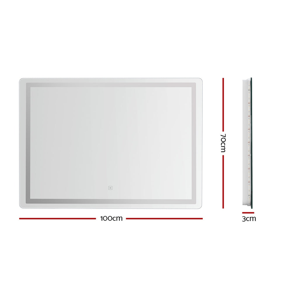 Anti-fog Hollywood Wall Mirror with LED Light Strip for Bathroom - 100 x 70cm - Homecoze