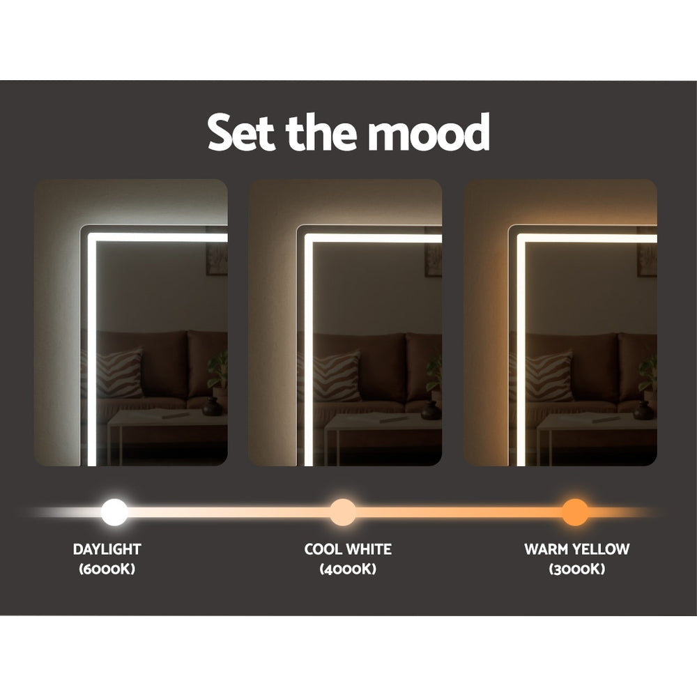 Anti-fog Hollywood Wall Mirror with LED Light Strip for Bathroom - 100 x 70cm - Homecoze